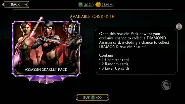 MK Mobile.Assassin Skarlet Pack Opening. 12000 MK Mobile Souls For Diamond Skarlet Pack.Worthy Pack