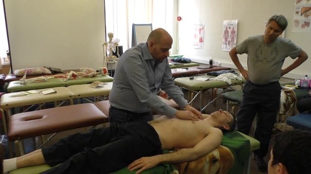 Висцеральная остеопатия внутренних органов брюшной полости - ч.1 - большой маневр и техника цилиндр