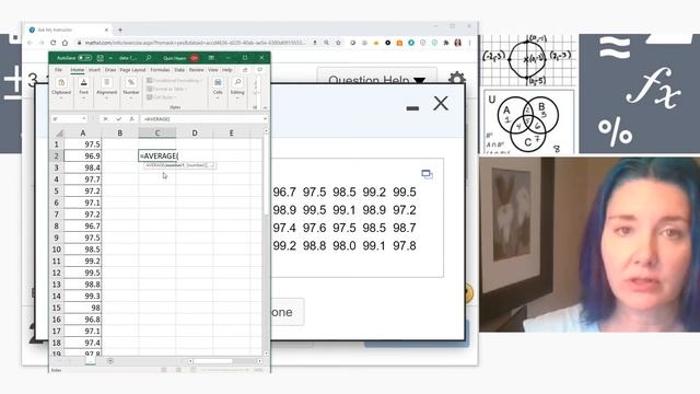 Statistics:  Analyze MyLabs data in Excel (Mean, Median, Standard Dev, and Variance)