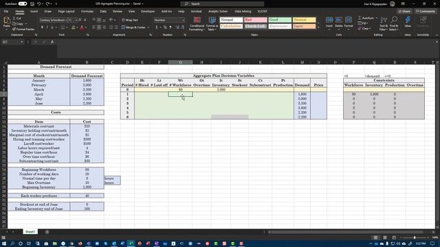 Aggregate Planning Excel Basic Model смотреть онлайн
