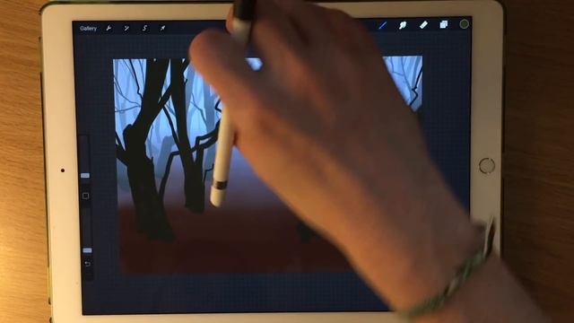 HOW TO PAINT REALISTIC LANDSCAPE 3: Woodland Trees painting tutorial iPad Pro + Apple Pencil смотреть онлайн