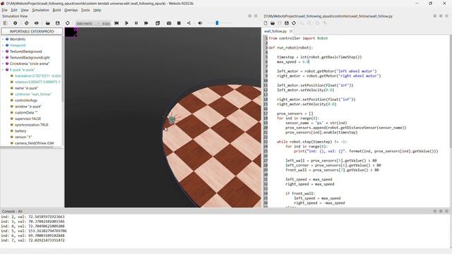 Simulation of Wall Following Robot in Webots Using E-Puck смотреть онлайн