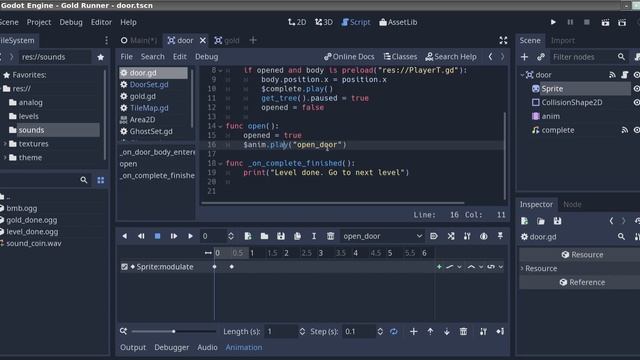Godot 3 Управление событиями окончания уровня и дверями в игре