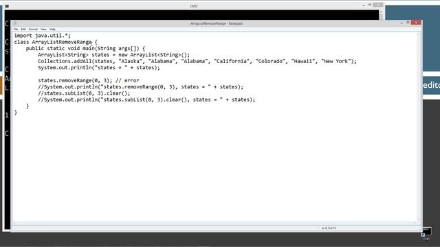 Learn Java Programming - ArrayList removeRange Method Tutorial