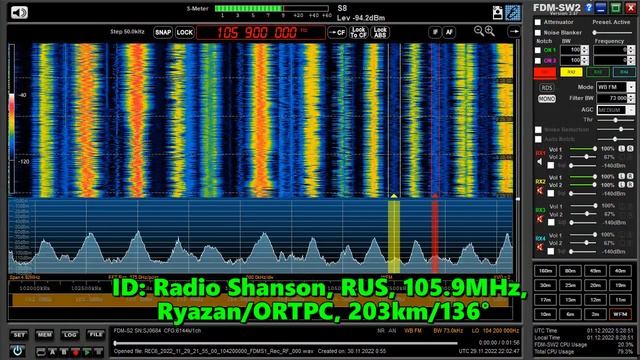 01.12.2022 05:28UTC, [Tropo], Радио Шансон, Рязань, 105.9МГц, 203км