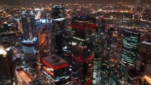Москва-Сити на фоне ночной иллюминации, 28.02.2021 (Moscow City