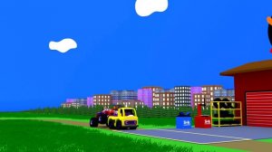 Car cartoons for toddlers about bigfoot, monster truck, tow truck. The monster truck got a flat tir