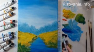 Дерево у реки | Полный пошаговый урок по живописи акрилом