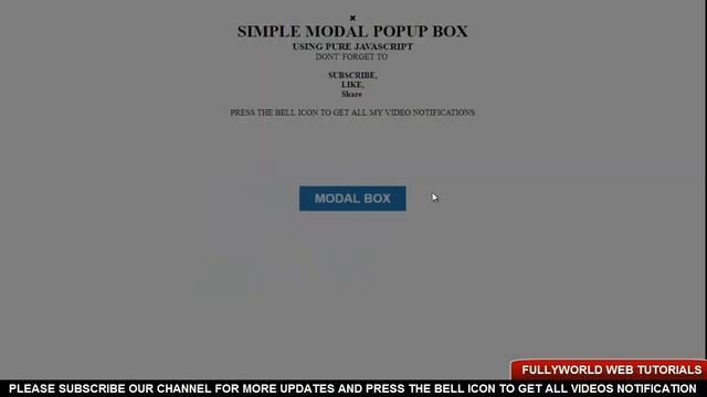 Simple Modal Popup Box Using Pure JavaScript | JavaScript Tutorials