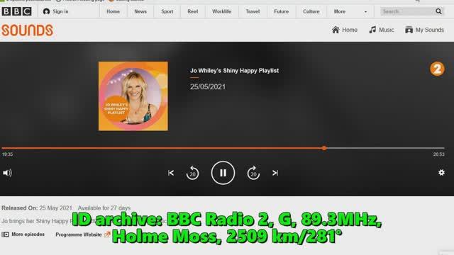 25.05.2021 18:39UTC, [Es+], BBC Radio 2, Великобритания, 89.3МГц, 2509км