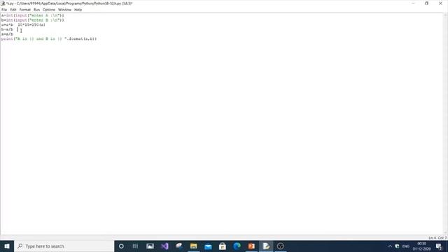 Swap two numbers without using third or temporary variable in Python | Swapping numbers program