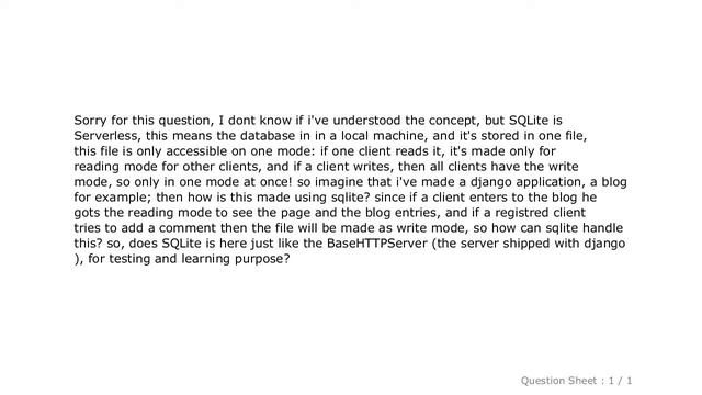 Django : using SQLite in Django in production? смотреть онлайн