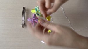 Мастер класс из лент Заколки своими руками DIY ribbon flower kanzashi handmade