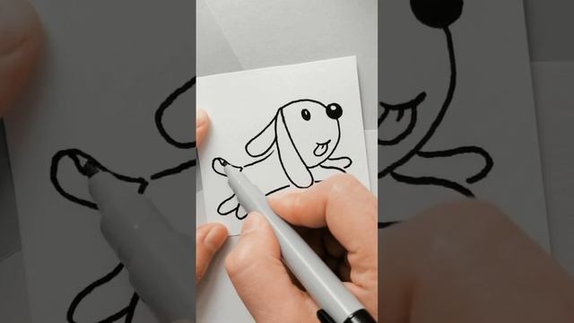 Рисуем из буквы «D» собачку|Лёгкие идеи рисования на каждый день
