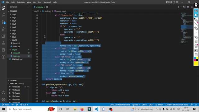 Day 11 - Advent of Code 2022 #adventofcode #coding #codingchallenge #python смотреть онлайн