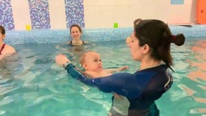 Разминка для грудничка в воде -Обучение плаванию в бассейне для детей (Курсы,Секция,занятия)