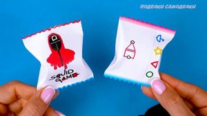 Бумажные сюрпризы Игра в Кальмара! Как сделать коробочки и наклейки из бумаги