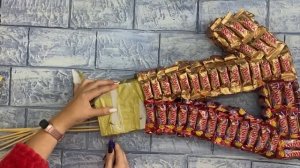 Огромный букет цифра из конфет на День рождения своими руками | DIY