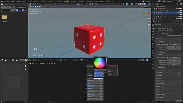 Chapter 2 - Starting with Blender (3.2), Lecture 16- Lecture 10 Add a dice shader