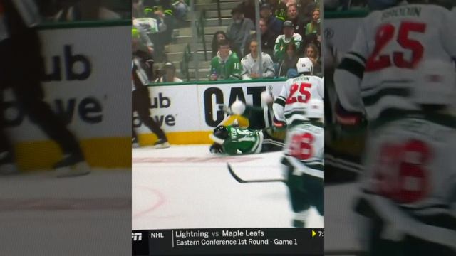 Pavelski gets wrecked, slams head on ice #hockey #dallasstars #minnesotawild #playoffs