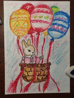 Пасхальный заяц. Работа пастелью.