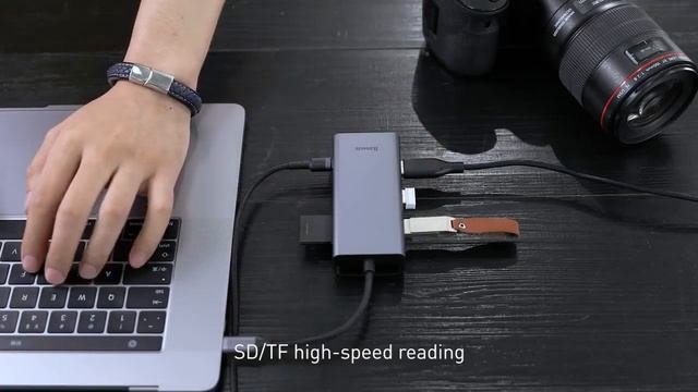 Baseus USB C HUB Type C to USB3.0 HDMI VGA RJ45 HUB Multi USB 3.0 Power Adapter For MackBook Pro смотреть онлайн