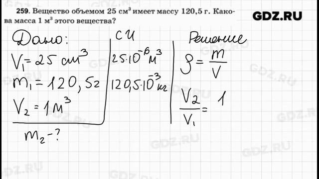 № 259 - Физика 7-9 класс Пёрышкин сборник задач смотреть онлайн