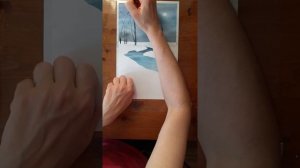 Рисуем акварелью зимний пейзаж с рекой -видео-урок по акварели для начинающих