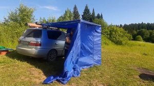 DIY НАВЕС-МАРКИЗА , ПАЛАТКА И ДУШ НА КРЫШУ АВТОМОБИЛЯ СВОИМИ РУКАМИ,БЮДЖЕТНЫЙ ВАРИАНТ (1).mp4