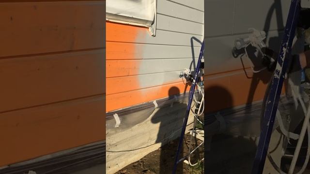 Безвоздушная покраска деревянного дома. смотреть онлайн