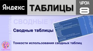 Яндекс таблицы урок 8. Сводные таблицы