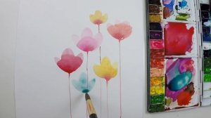 [LVL2] Painting Easy Simple Flowers, Watercolor painting for beginners