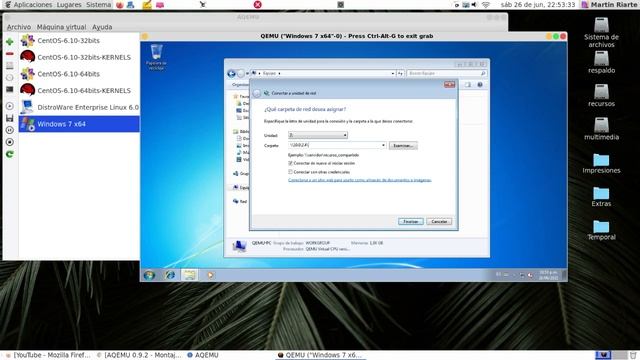 AQEMU - Montando carpetas Linux con SAMBA para Windows virtualizado смотреть онлайн