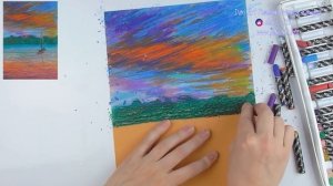 ВИДЕО УРОК\TUTORIAL Рисуем масляной пастелью закат и лодочку! #Dari_Art