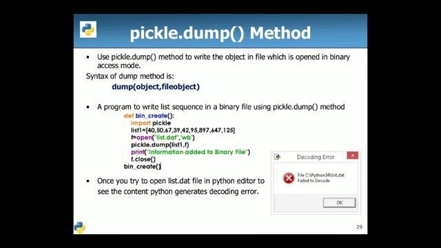 BINARY FILES IN PYTHON - CLASS XII