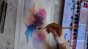 Абстракция акварелью. Интерьерная картина с цветами.