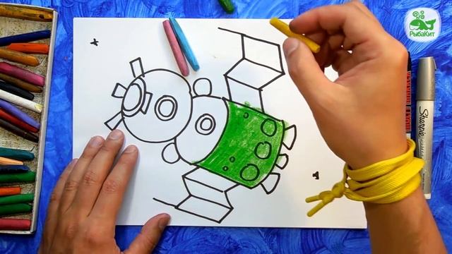 Как нарисовать Космический корабль "СОЮЗ", Урок рисования для детей смотреть онлайн