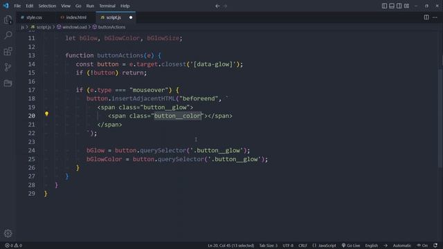 HTML button WOW glowing rainbow effect with CSS JS animation. Code only tutorial for beginners