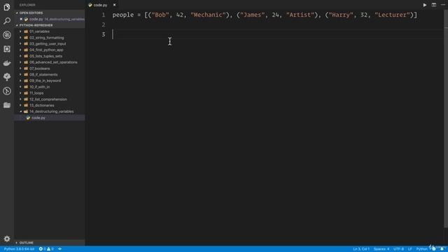 02 - A Full Python Refresher - 016 Destructuring variables