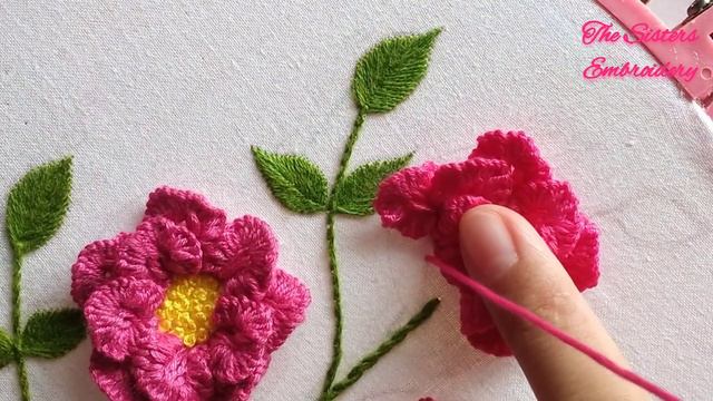 Beautiful flowers hand embroidery | Cast on Stitch | Tutorial for Beginners