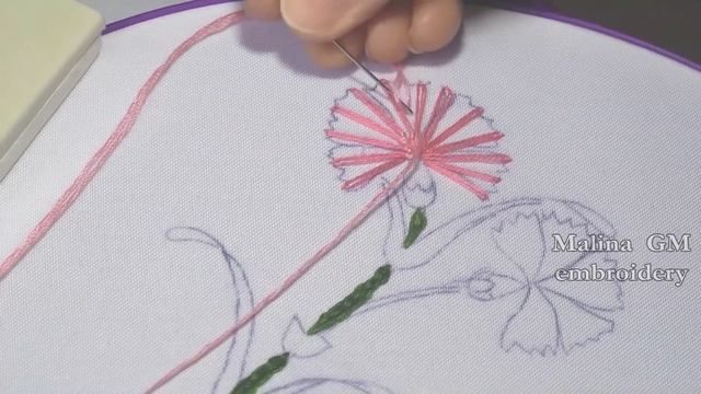 ВЫШИВКА: Гвоздика\ Hand Embroidery: Carnation flower