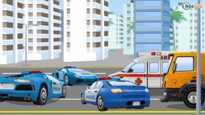 The Blue Police Car - Cars & Trucks Cartoons - Vehicle & Chi Chi Car for children Part 4