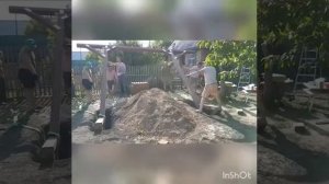 Установка бруса для качелей