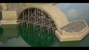 Строительство каменного моста на опорах во времена Римской империи
