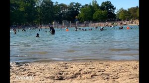 Звуки пляжа на озере, шум купающихся людей
