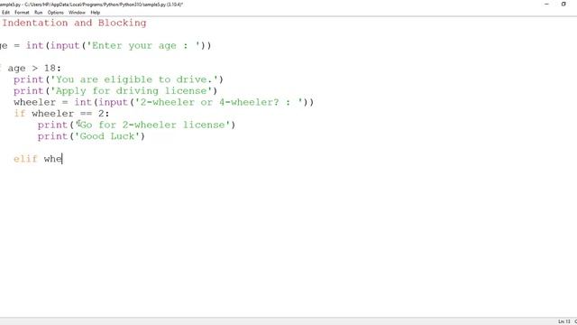 Python 11: Indentation and Blocking
