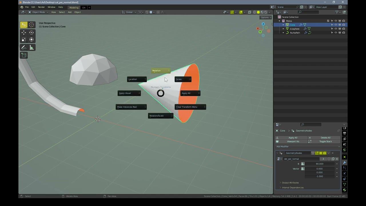 Удаление по нормали и углу. Dot product.