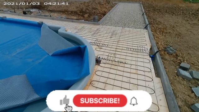 монтаж нагревательного кабеля вокруг бассейна. смотреть онлайн