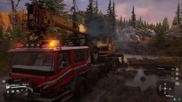 Azov 73210 with heavy crane in snowrunner __ pc gameplay