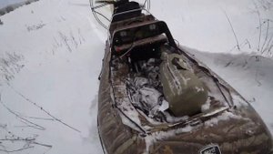 Тест облегченной аэролодки "Берег 450" на загрузку и скорость по снегу.